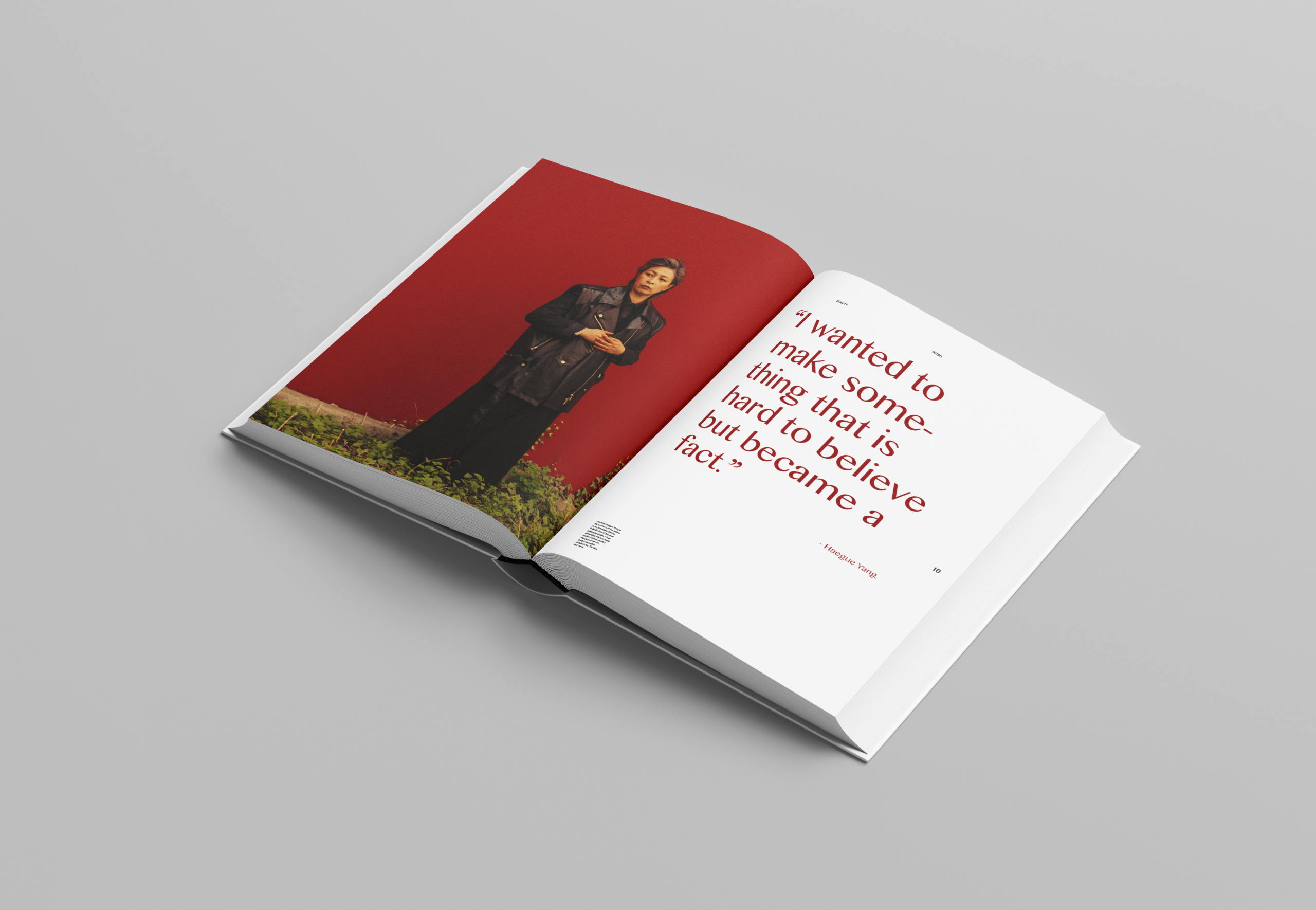 A open spread of a quote from Haegue Yang